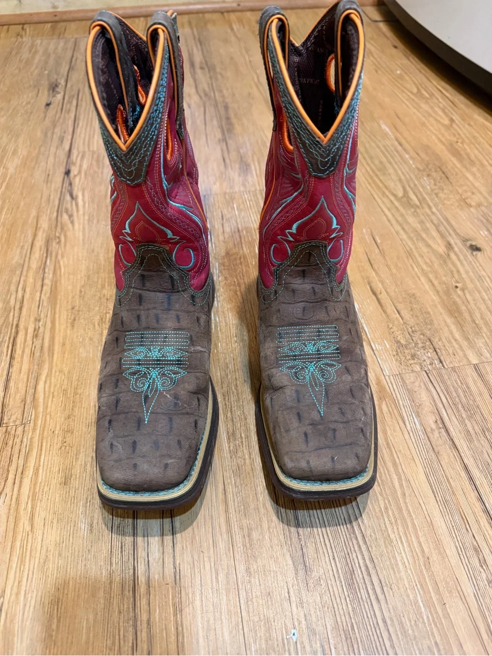 Lil Durango Kids Western Pull-On Boots with Blue Stitching